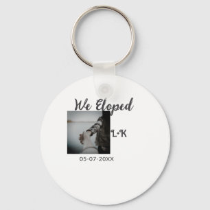 We eloped just married add photo name letter date key ring