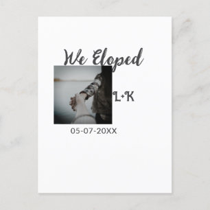We eloped just married add photo name letter date postcard