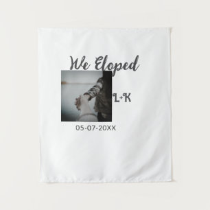We eloped just married add photo name letter date  tapestry