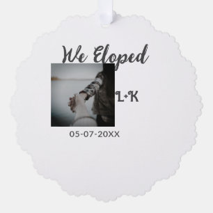 We eloped just married add photo name letter date tree decoration card