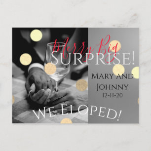 We Eloped Merry Big Surprise Holiday Christmas Postcard