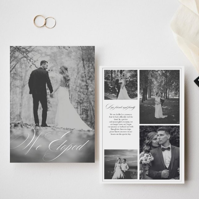 We Eloped Modern Calligraphy Black and White Photo Announcement (Creator Uploaded)
