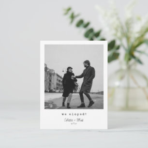 We Eloped Modern Minimal Simple Message Photo Announcement Postcard