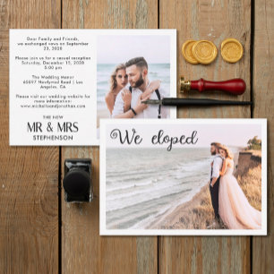 We eloped modern minimalist 2 photo announcement