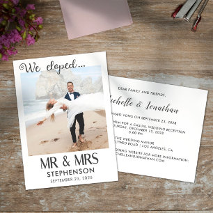 We eloped modern minimalist photo announcement