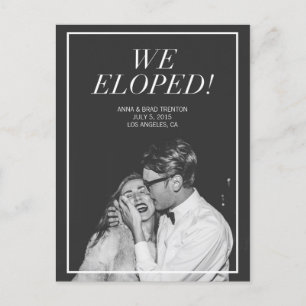 We Eloped Modern Photo Wedding Announcement Postcard