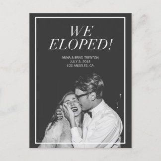 We Eloped | Modern Photo Wedding Announcement Postcard