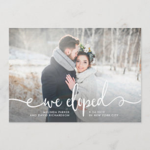 We Eloped Modern Rustic Photo Announcement