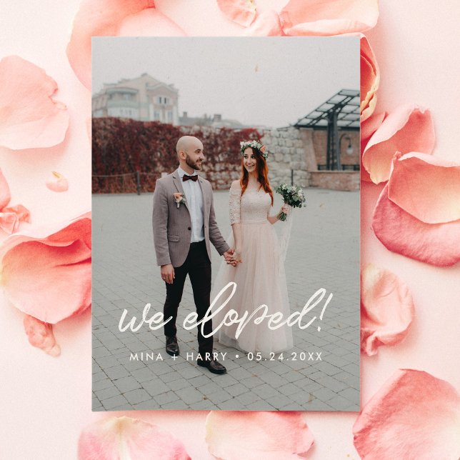 We eloped Modern wedding announcement Postcard (Creator Uploaded)