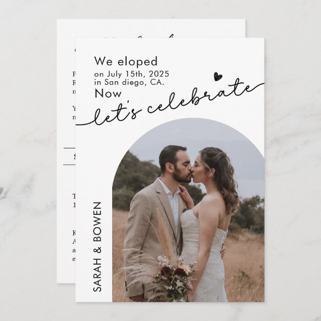 We Eloped Now Let's Celebrate Photo Elopement Invitation (Front/Back)