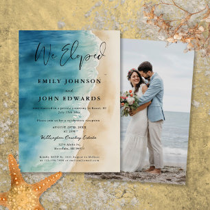 We Eloped Ocean Beach Elopement Wedding Photo Invitation