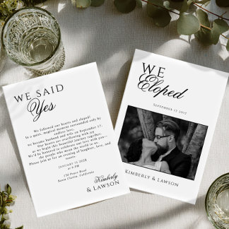 We eloped Photo card Elopement Announcement