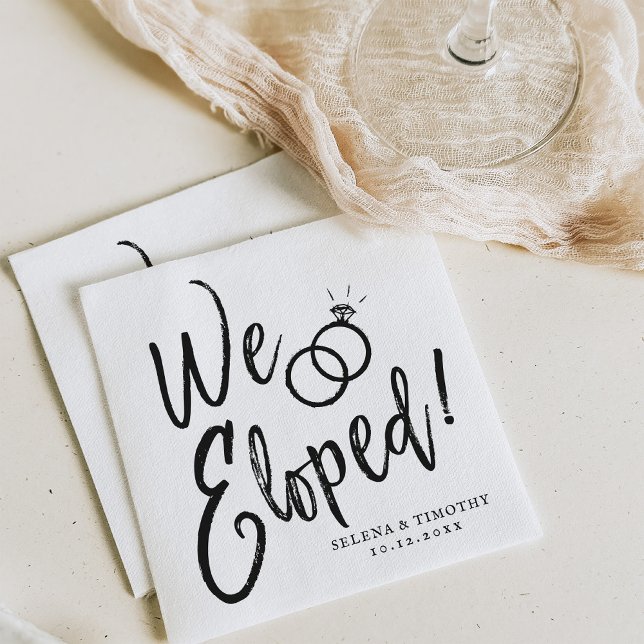 We Eloped Post-Nuptial Party Script Lettering Napkin (Creator Uploaded)