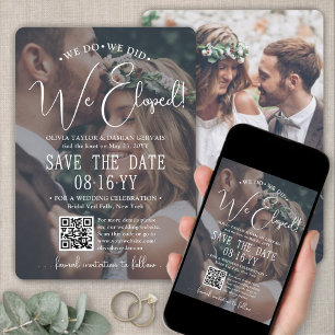 We Eloped! QR Code Photo Overlay Wedding Reception Save The Date
