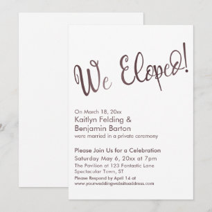 We Eloped! Rosegold White Post Wedding Celebration Invitation