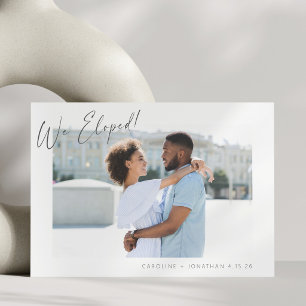 We Eloped Simple Minimalist Two 2 Photo Elopement Announcement