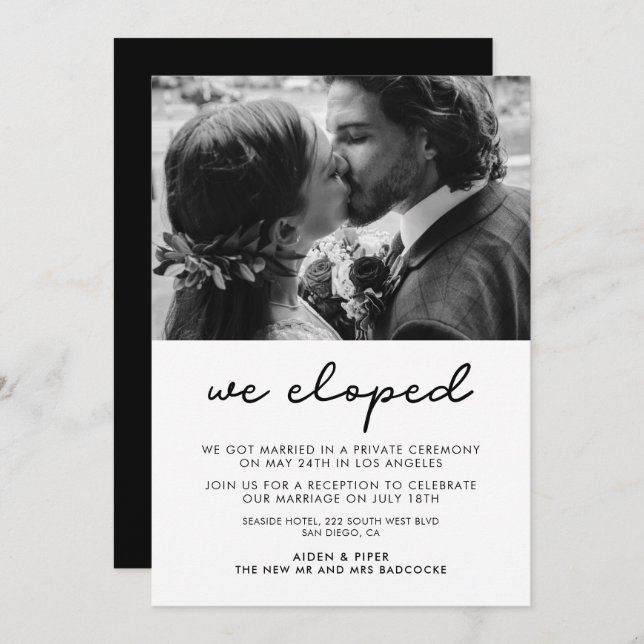 We eloped Simple photo announcement (Front/Back)