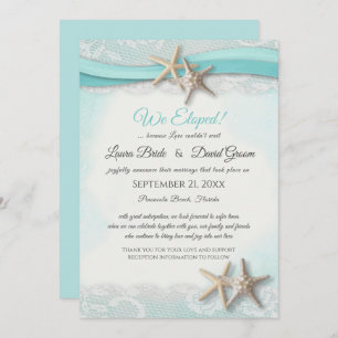 We Eloped Starfish Vintage Beach Wedding Invitation