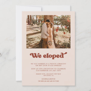 We eloped Stylish retro Peach Pink announcement