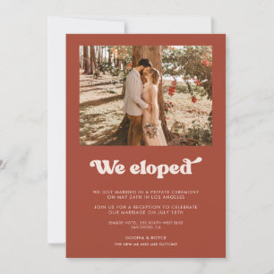 We eloped Stylish retro Terracotta announcement