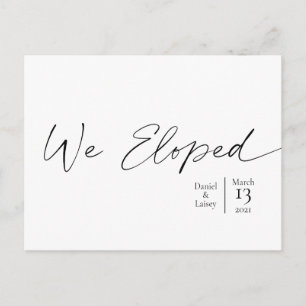 We Eloped Text Elegant Script Minimal Announcement Postcard