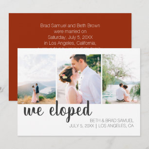 We Eloped Three Photo Announcement