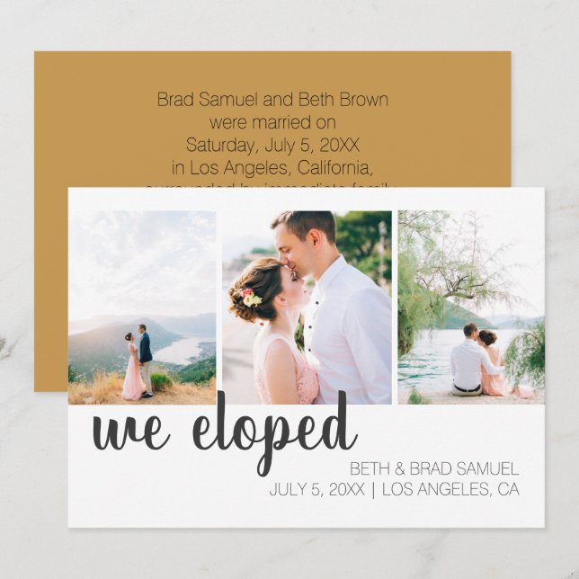 We Eloped Three Photo Announcement (Front/Back)