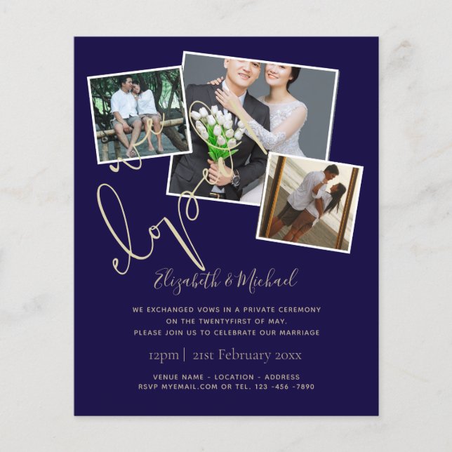 We Eloped Wedding Announcement Invitations Budget (Front)