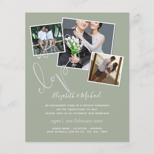 We Eloped Wedding Announcement Invitations Budget (Front)
