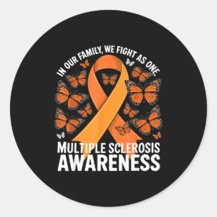 We Fight As One Orange Ribbon Multiple Sclerosis A Classic Round Sticker