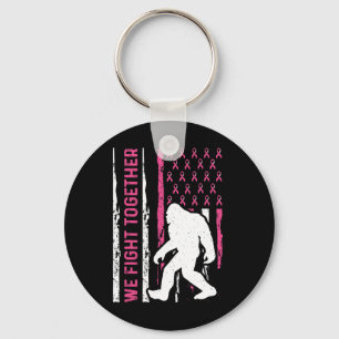 We Fight Together Breast Cancer American Flag Bigf Key Ring