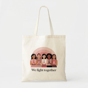 We Fight Together Breast Cancer Awareness Design Tote Bag