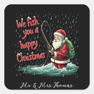 We Fish You a Happy Christmas Festive Fun Square Sticker