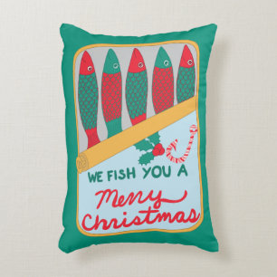 We Fish You a Merry Christmas Funny Holiday Decorative Cushion