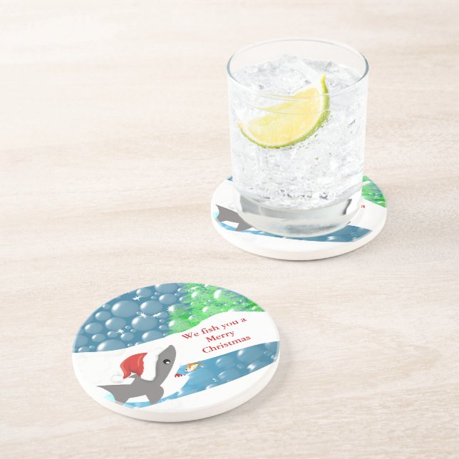 We Fish You a Merry Christmas Shark Coasters (Side)