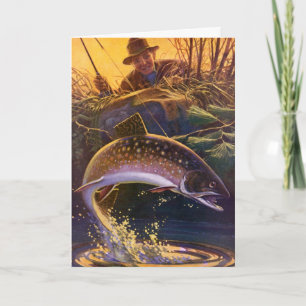 We Fish You A Merry Christmas, Vintage Fisherman Holiday Card