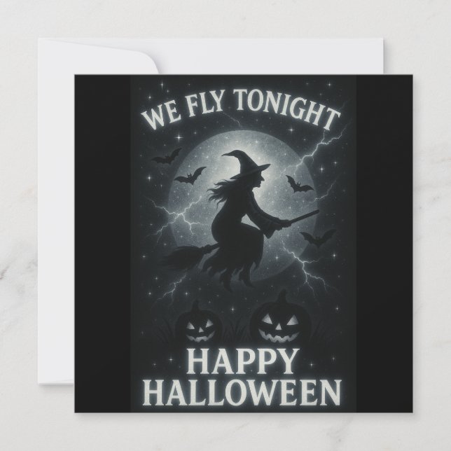 We Fly Tonight Platinum/Black Halloween Invitation (Front)