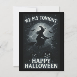 We Fly Tonight Platinum/Black Halloween Postcard