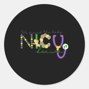 We Found The Byby Fun Mardi Gras Louisiana Carniva Classic Round Sticker