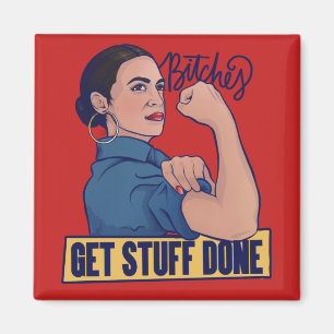 We get stuff done AOC Rosie the riveter Magnet