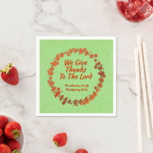 We Give Thanks To The Lord Wreath Name Small Napkin