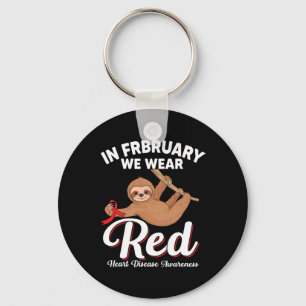 We Go Red Hanging Sloth Wear Red For Heart Disease Key Ring
