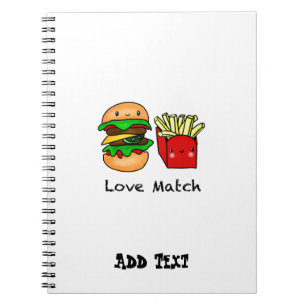 We go together like burger and fries personalised notebook