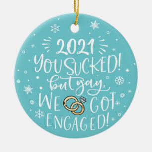 We got engaged fun with photo ceramic ornament