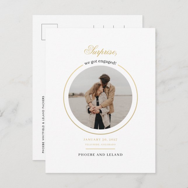 We Got Engaged Photo Engagement Party Invitation Postcard (Front/Back)