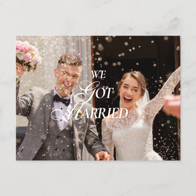 We got married announcement  postcard (Front)