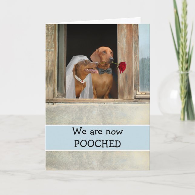 We Got Married Announcement with Dachshunds (Front)