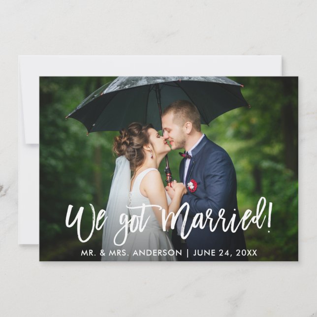 We Got Married Brush Script Celebration Invite (Front)