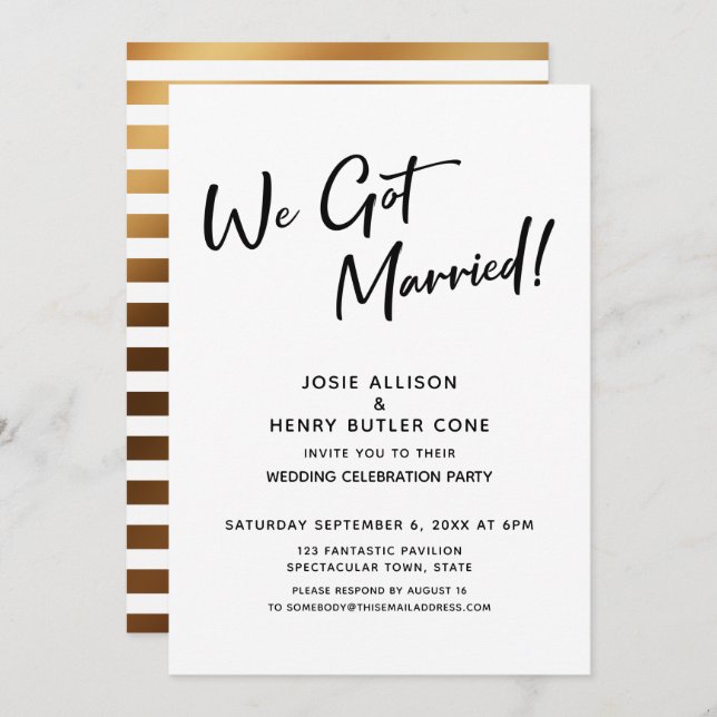 We Got Married Calligraphy Wedding Reception Invitation (Front/Back)