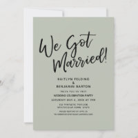 We Got Married! Casual Sage Green Reception